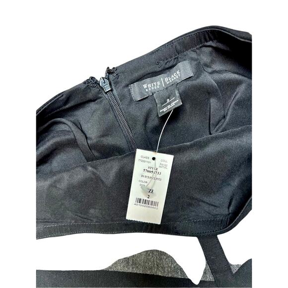 White House Black Market Black Grey Chevron Ponte Pencil Skirt 2 NWT Academia - Picture 3 of 11